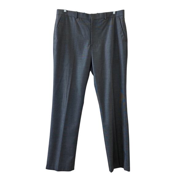 Perry Ellis Dress Pants Gray Slim Fit Men Size 36x34 Flat Front Polyester Blend - Picture 1 of 11